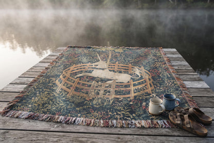 Unicorn in Captivity Woven Blanket
