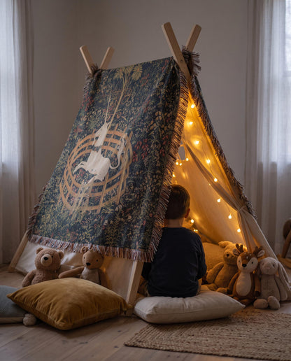 Unicorn in Captivity Woven Blanket