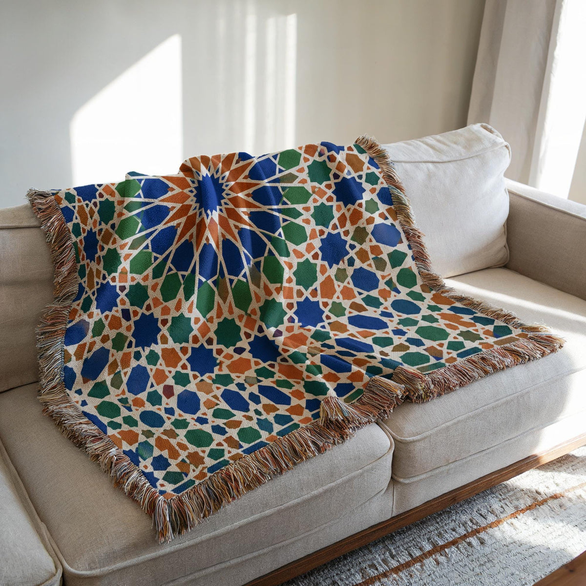 Moroccan Zellij Woven Blanket