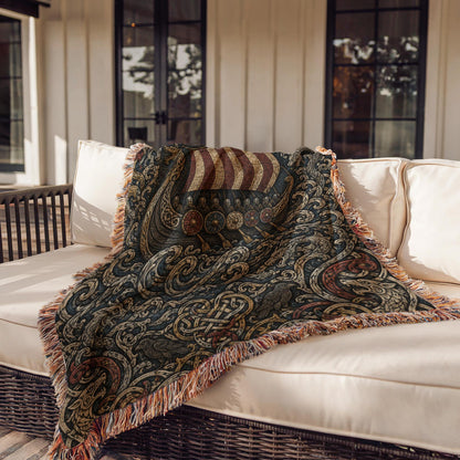 Viking Longship Woven Blanket