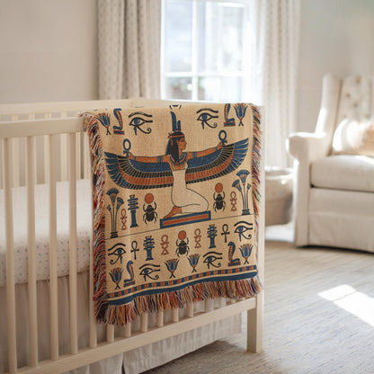 Winged Isis Woven Blanket