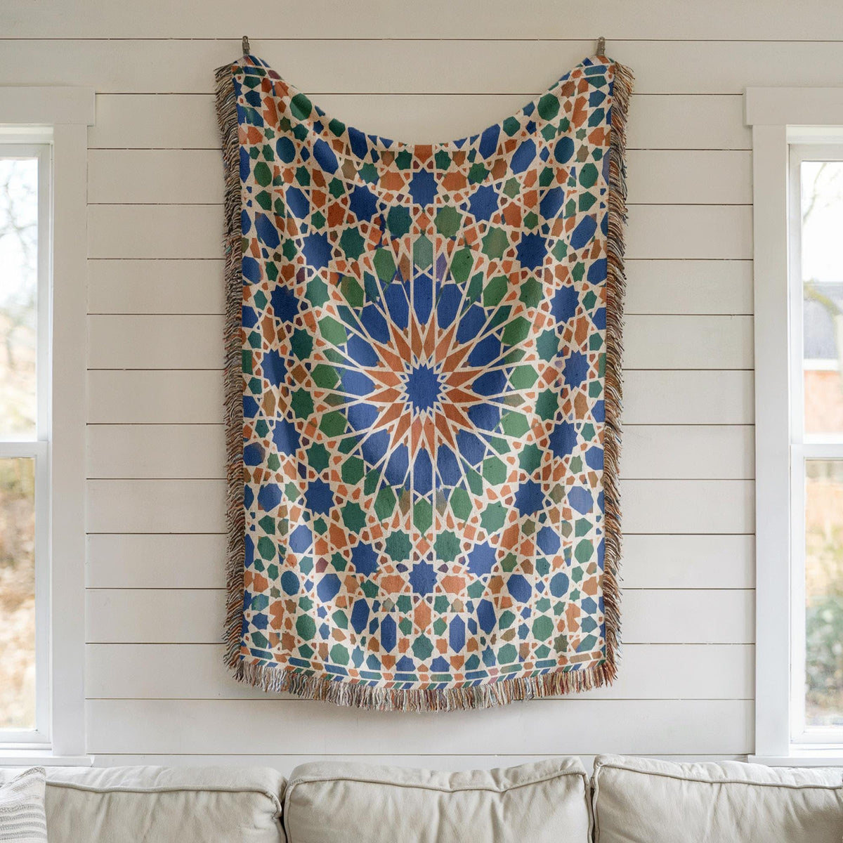 Moroccan Zellij Woven Blanket