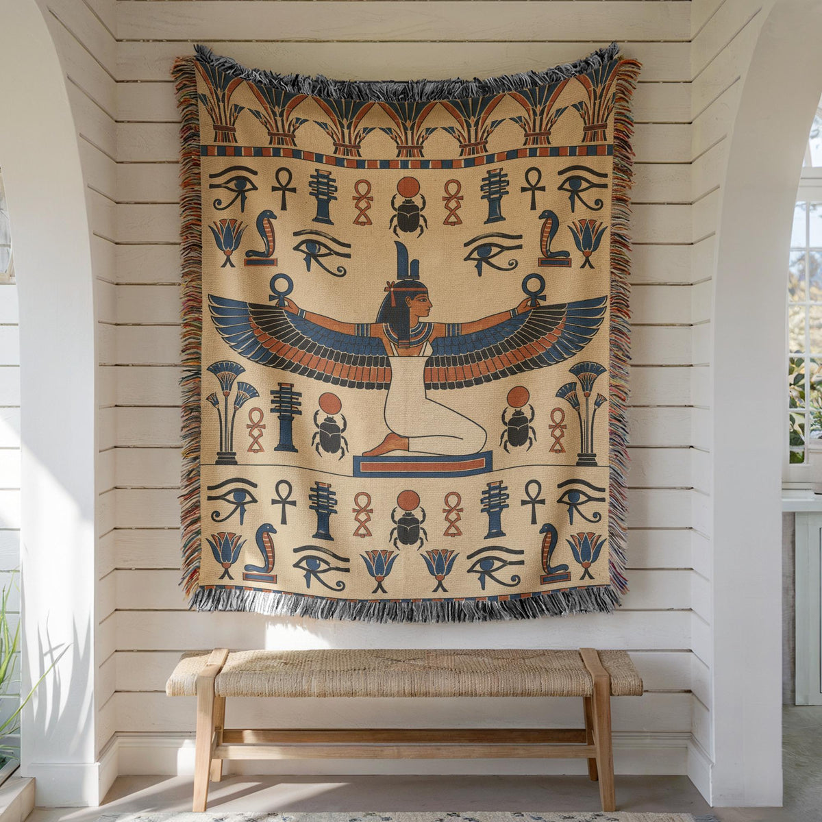 Winged Isis Woven Blanket
