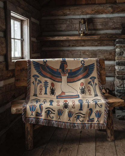 Winged Isis Woven Blanket