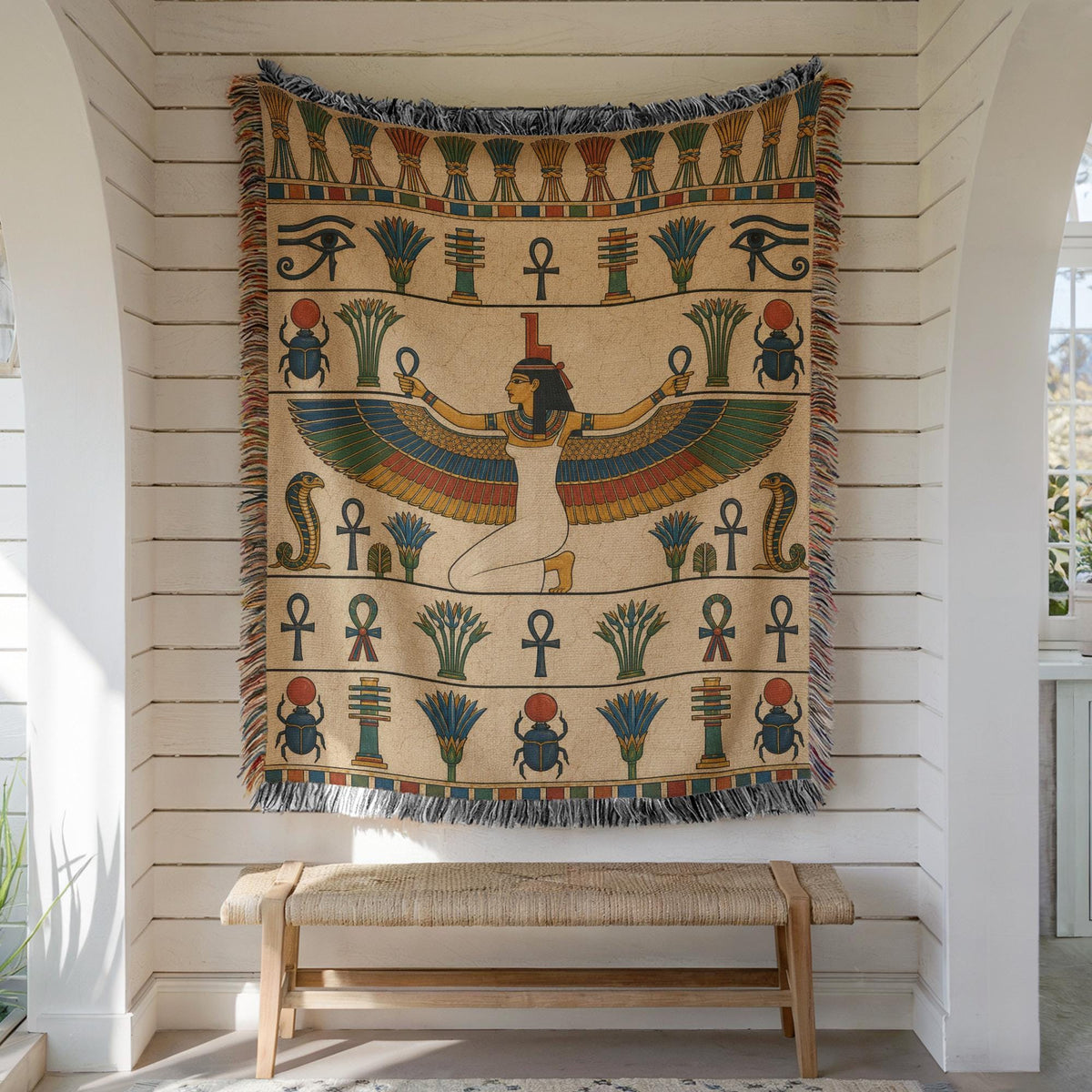 Winged Isis Woven Blanket