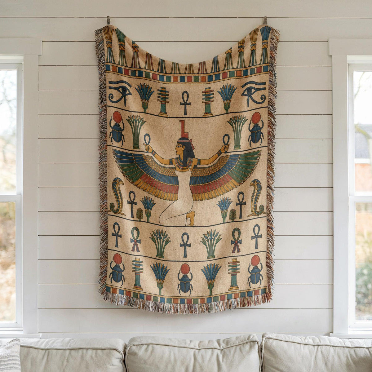 Winged Isis Woven Blanket