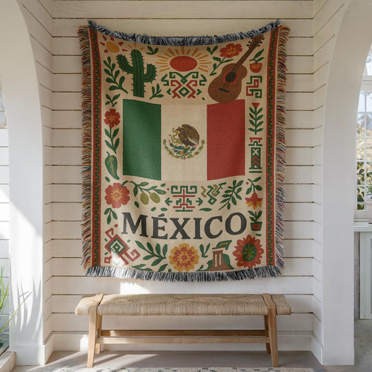Mexican Flag Woven Blanket