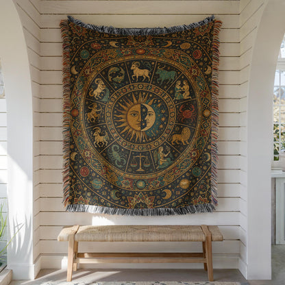 Zodiac Wheel Woven Blanket