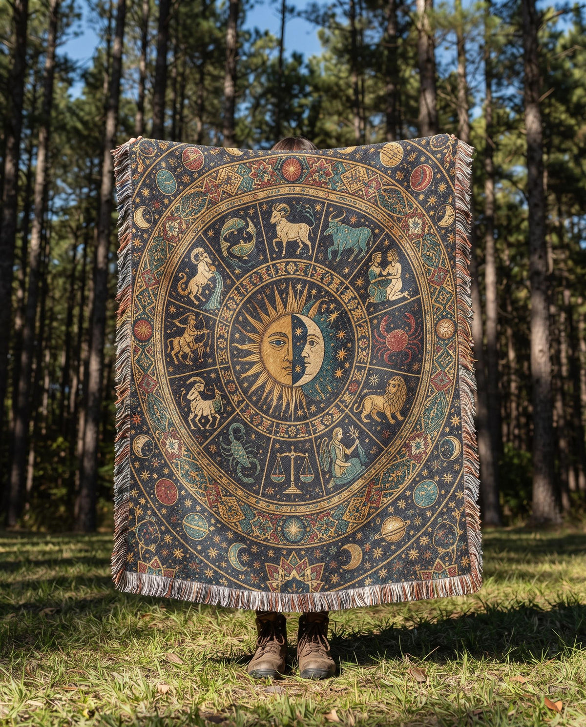 Zodiac Wheel Woven Blanket
