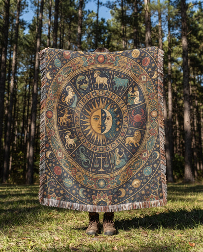 Zodiac Wheel Woven Blanket