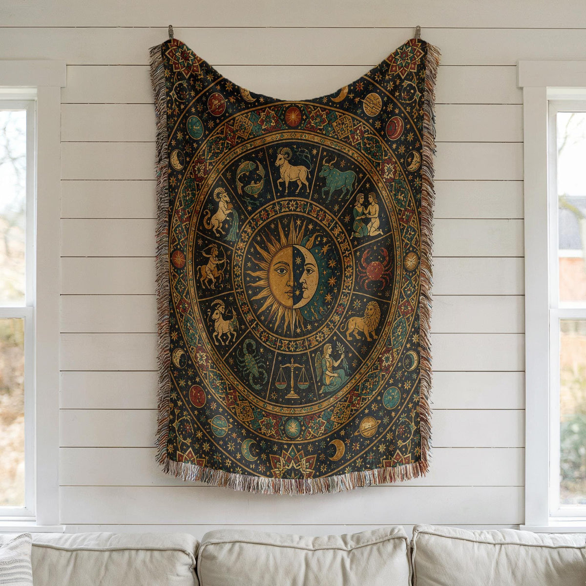 Zodiac Wheel Woven Blanket