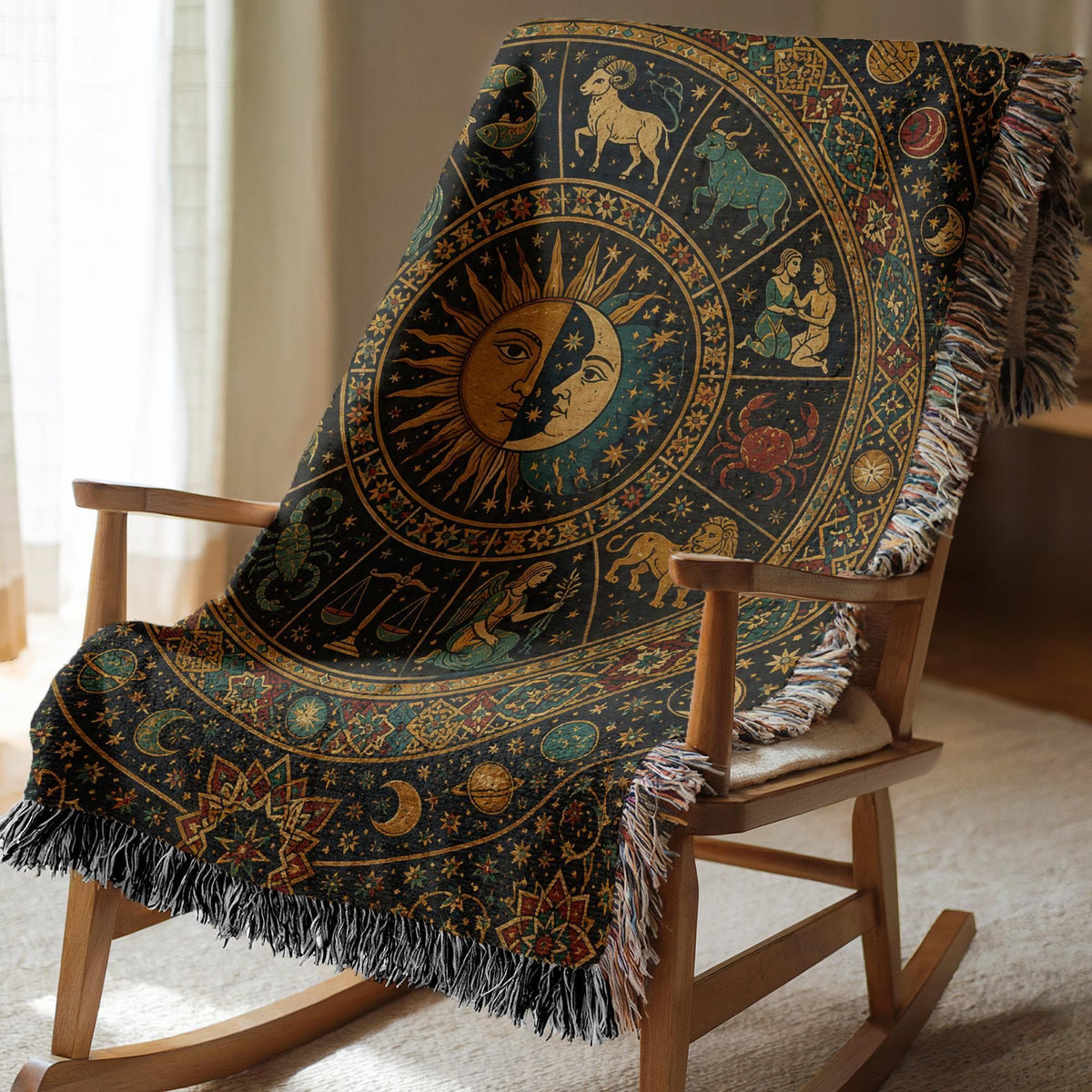 Zodiac Wheel Woven Blanket