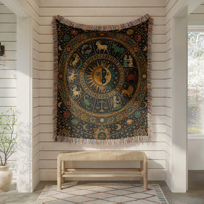 Zodiac Wheel Woven Blanket