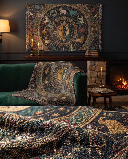 Zodiac Wheel Woven Blanket
