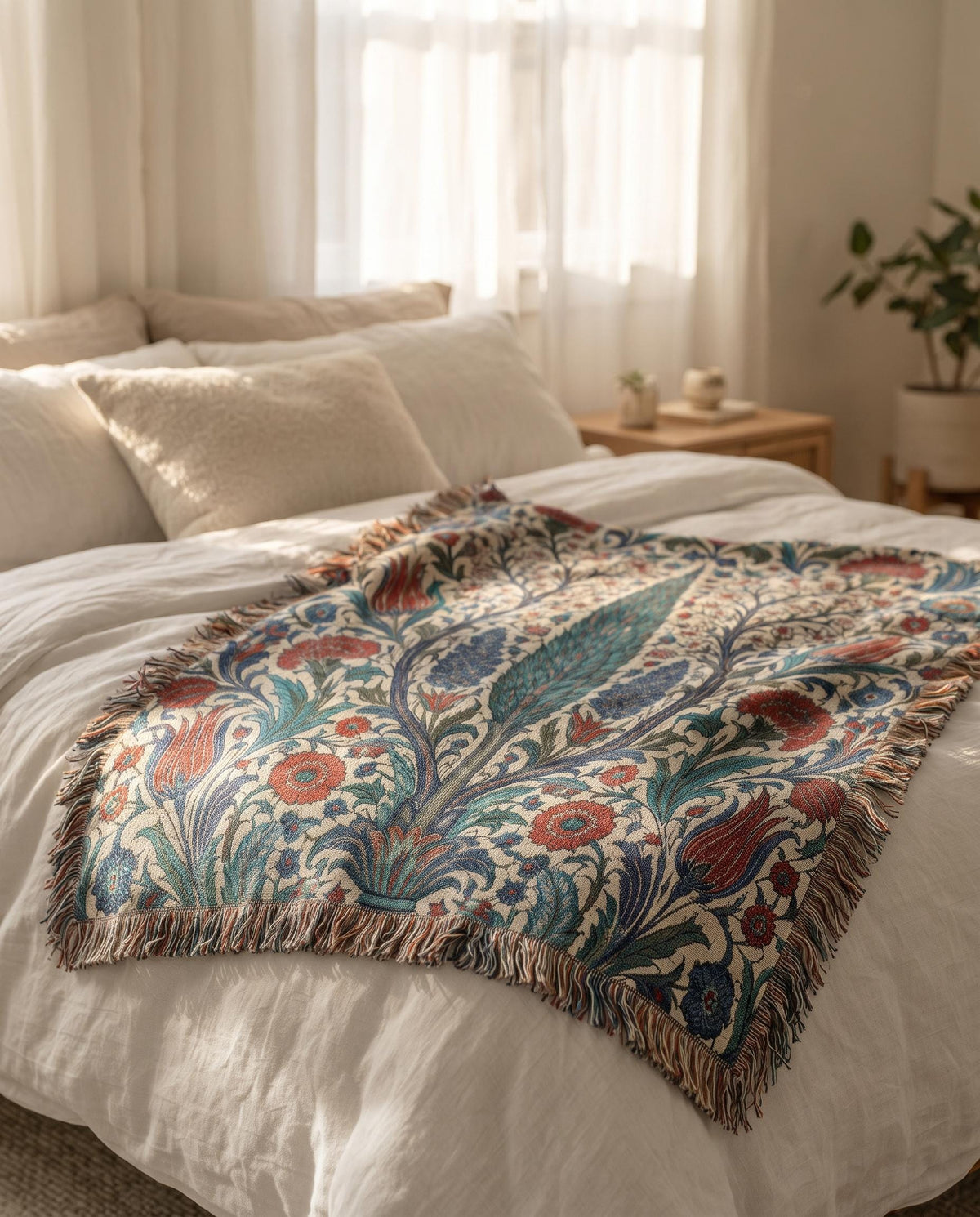 Iznik Floral Woven Blanket