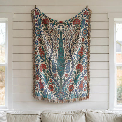 Iznik Floral Woven Blanket