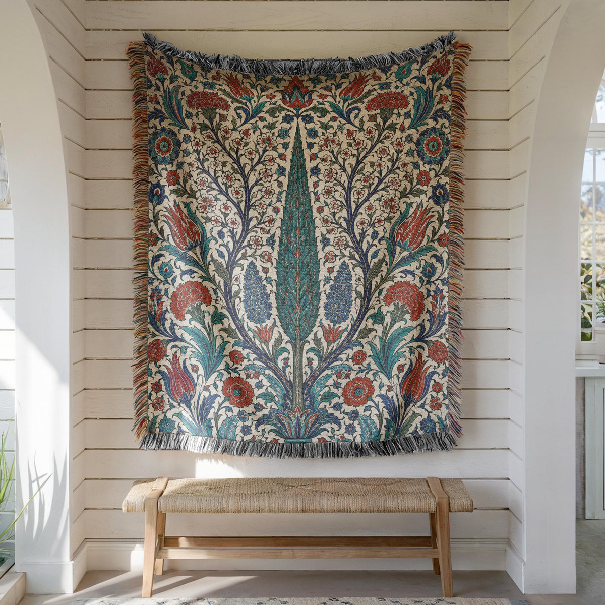 Iznik Floral Woven Blanket