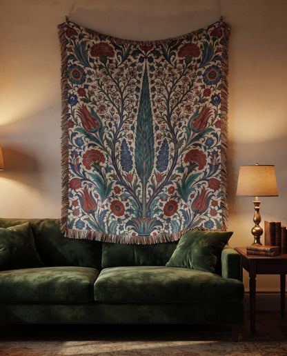 Iznik Floral Woven Blanket