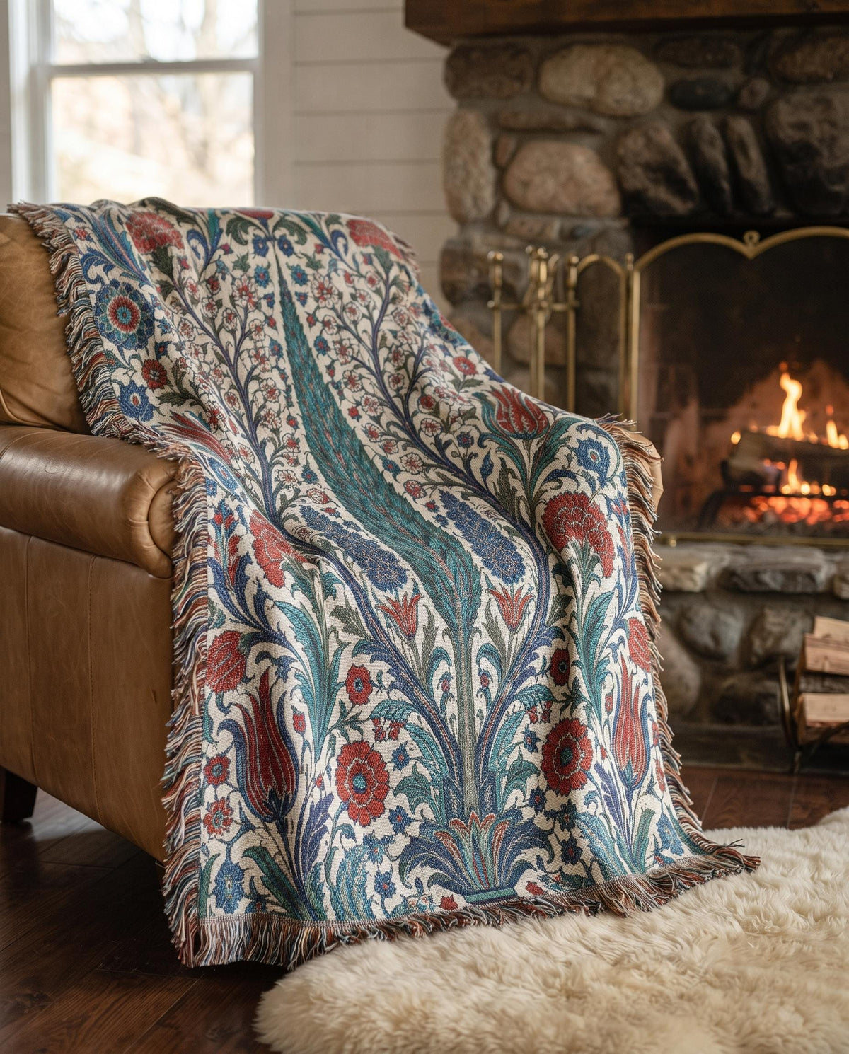 Iznik Floral Woven Blanket