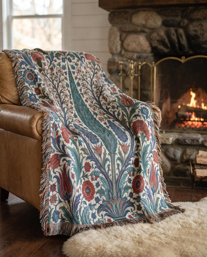Iznik Floral Woven Blanket