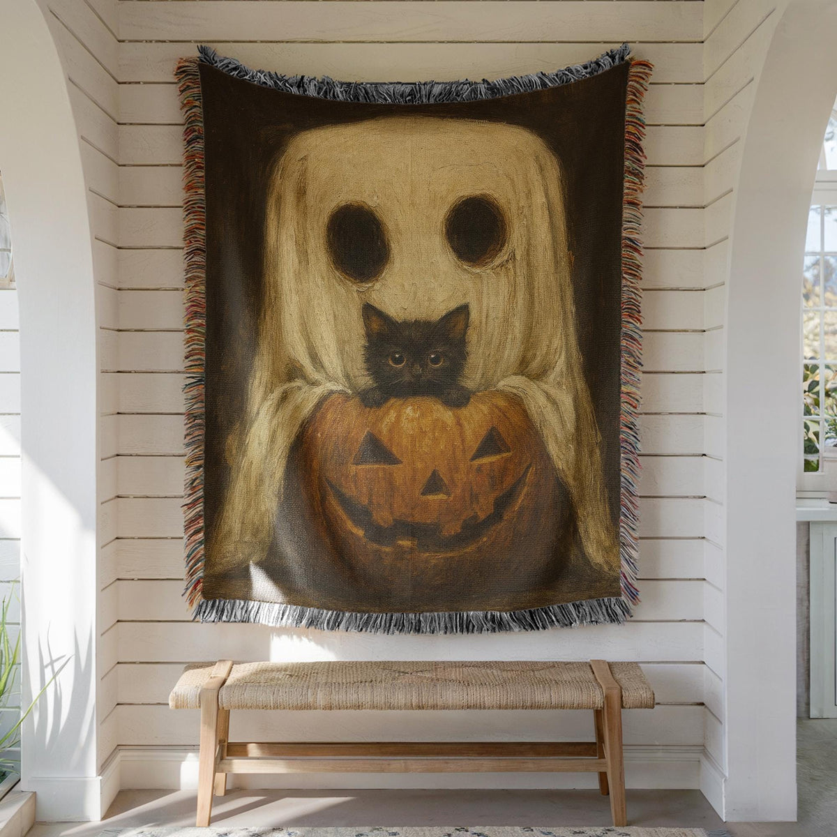 Halloween Ghost Cat Pumpkin Blanket