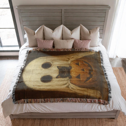 Halloween Ghost Cat Pumpkin Blanket