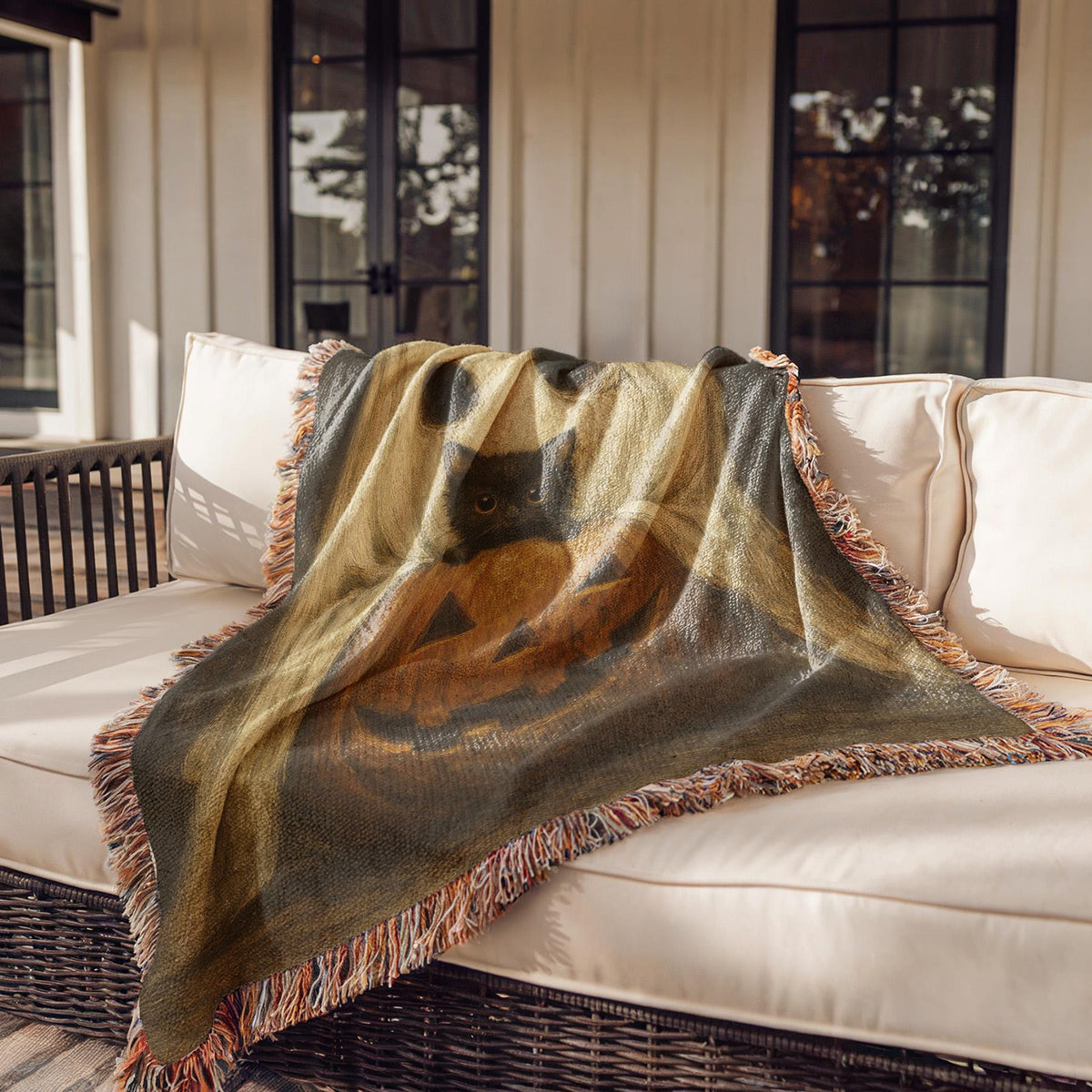 Halloween Ghost Cat Pumpkin Blanket