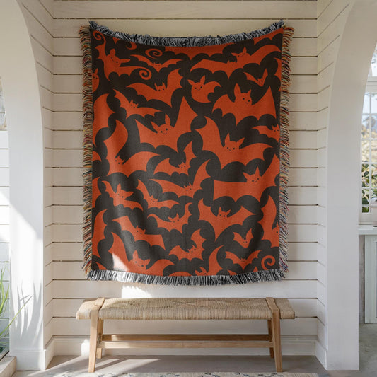 Halloween Bat Pattern Woven Blanket