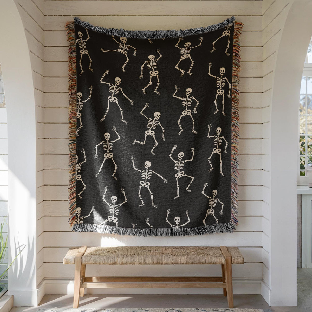 Dancing Skeletons Halloween Woven Blanket