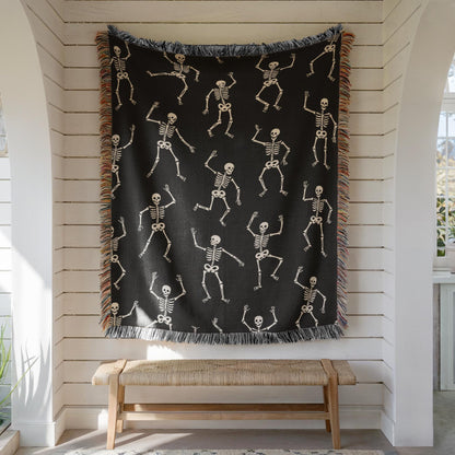 Dancing Skeletons Halloween Woven Blanket