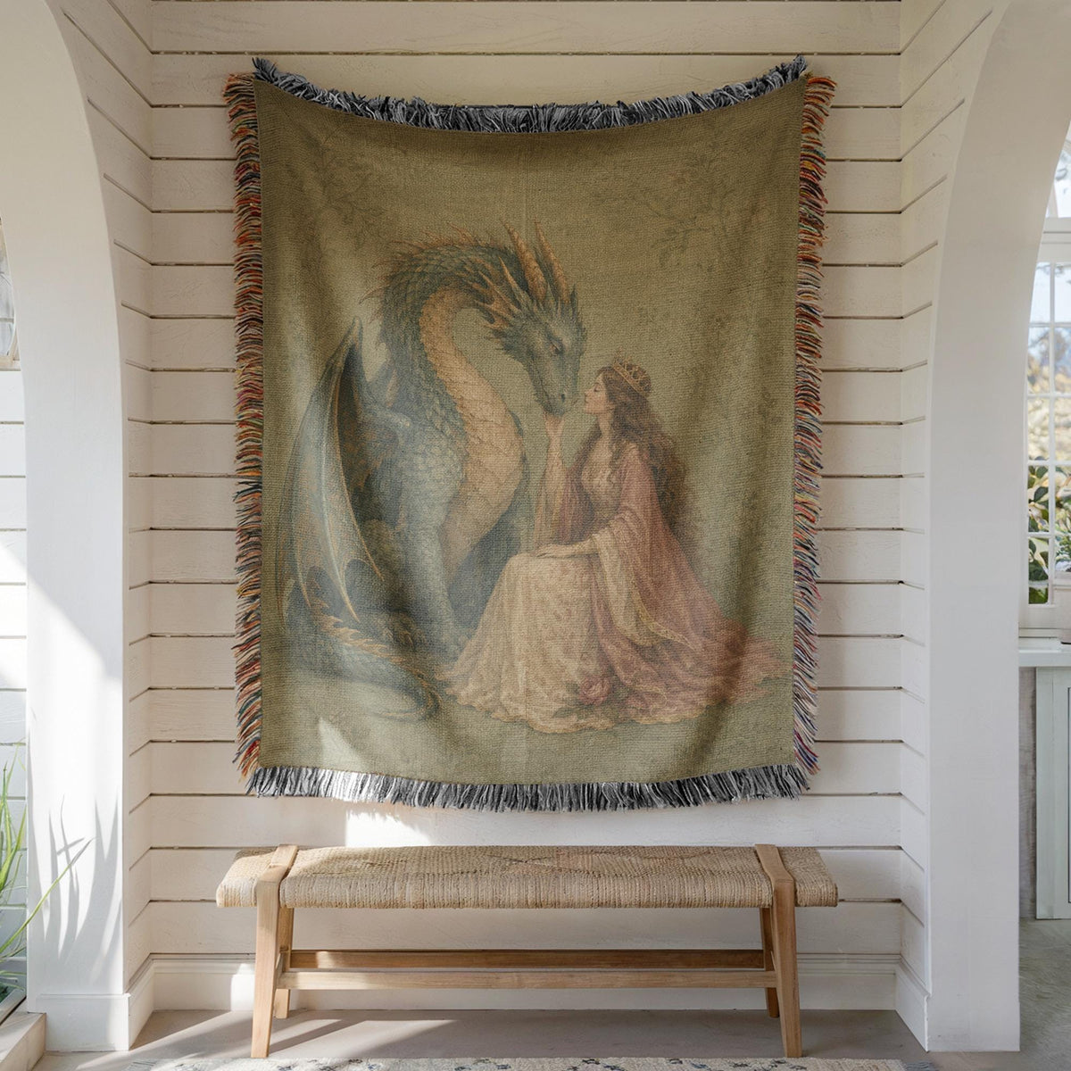 Dragon and Maiden Woven Blanket