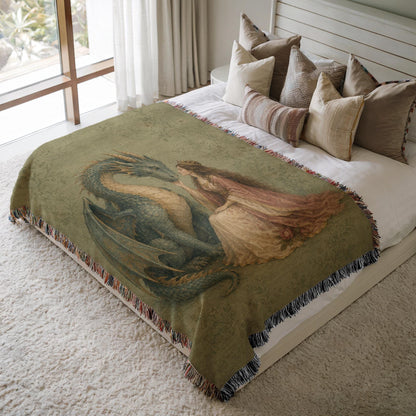 Dragon and Maiden Woven Blanket