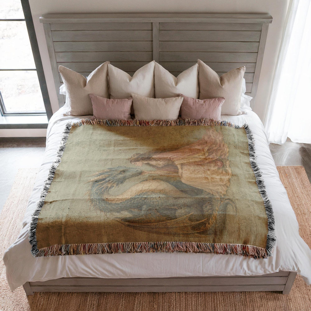 Dragon and Maiden Woven Blanket