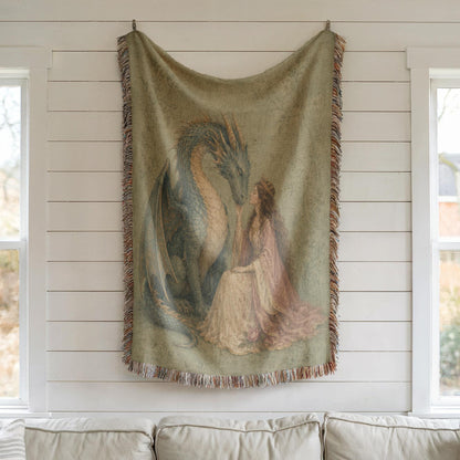 Dragon and Maiden Woven Blanket