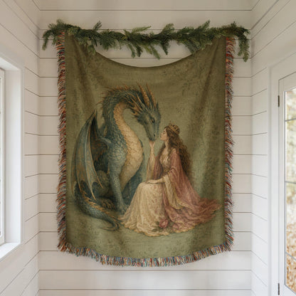 Dragon and Maiden Woven Blanket
