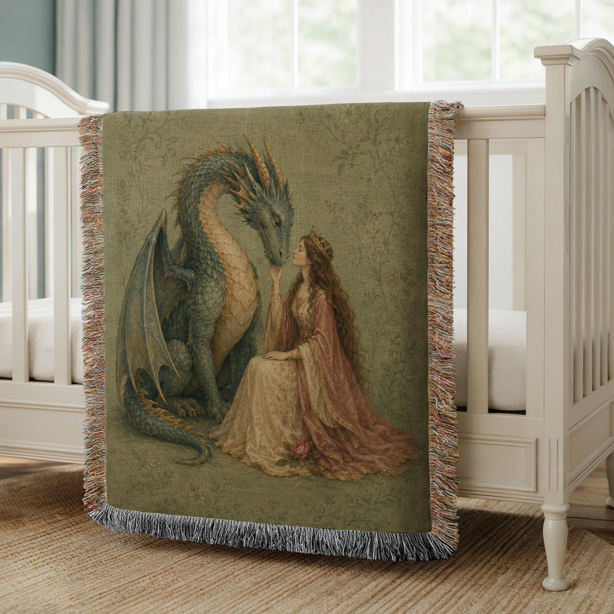 Dragon and Maiden Woven Blanket