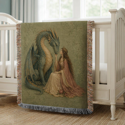 Dragon and Maiden Woven Blanket