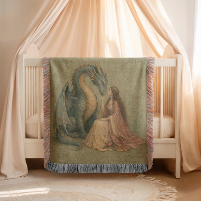 Dragon and Maiden Woven Blanket