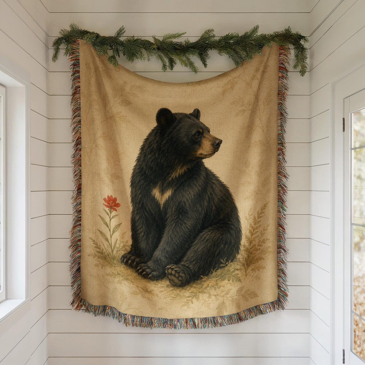 Black Bear Woven Blanket