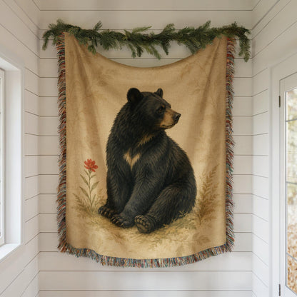 Black Bear Woven Blanket