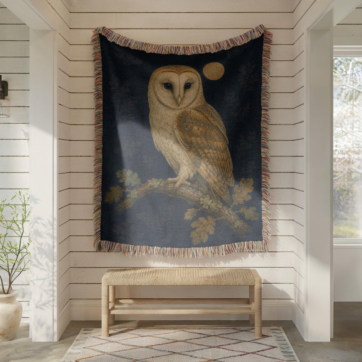 Barn Owl Woven Blanket