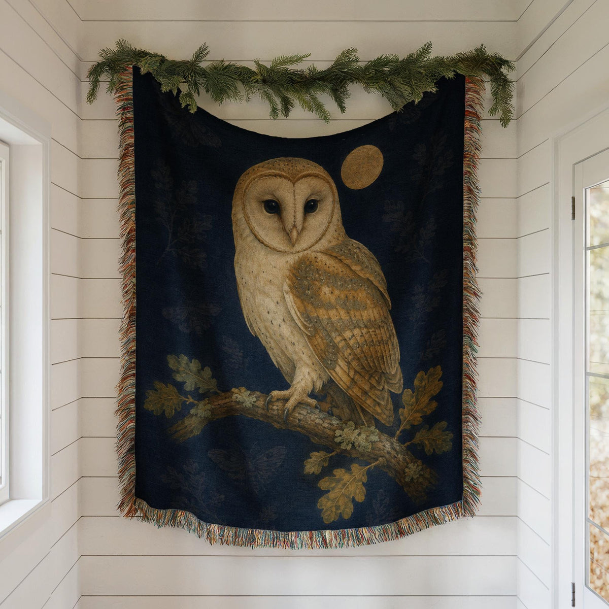 Barn Owl Woven Blanket