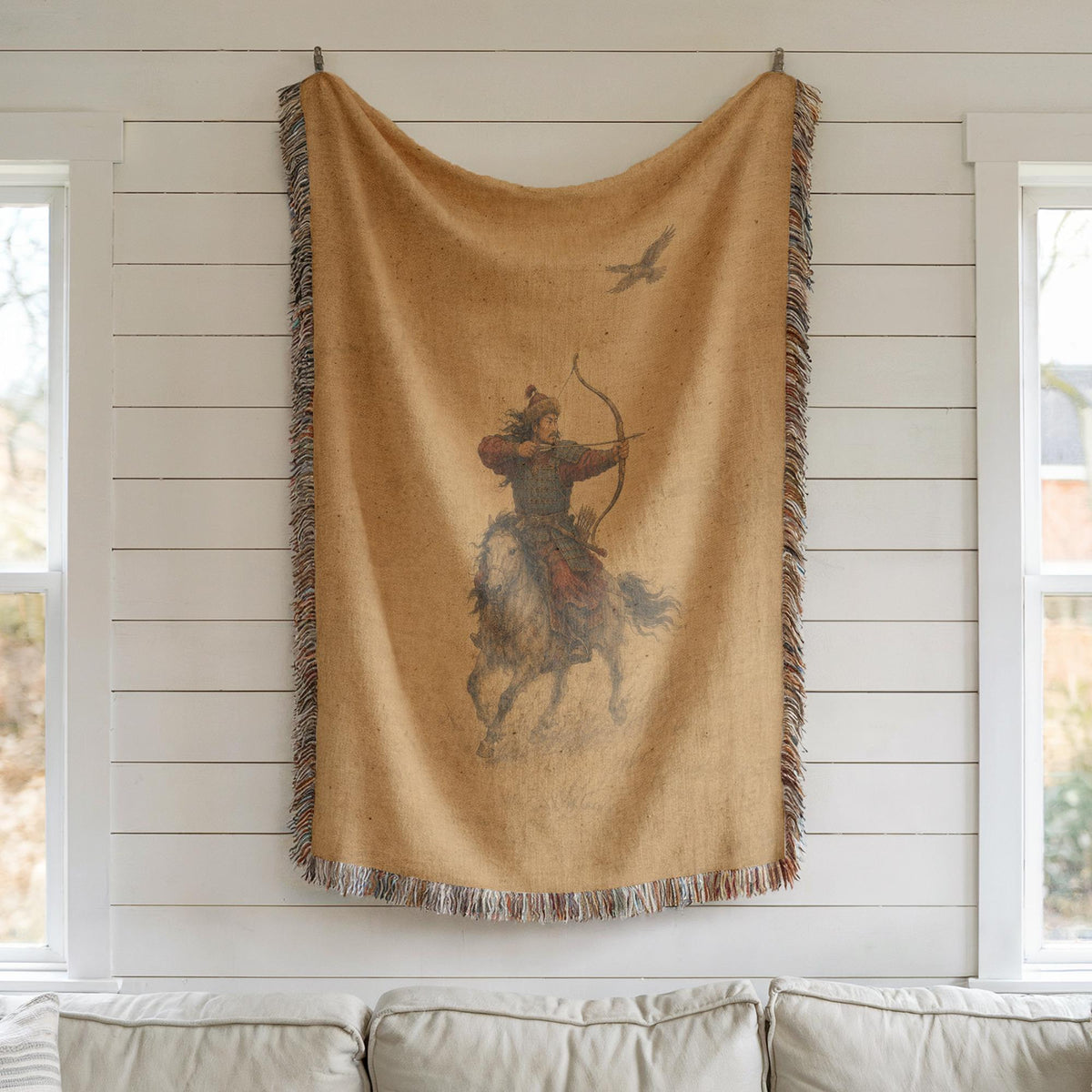 Mongolian Archer Woven Blanket
