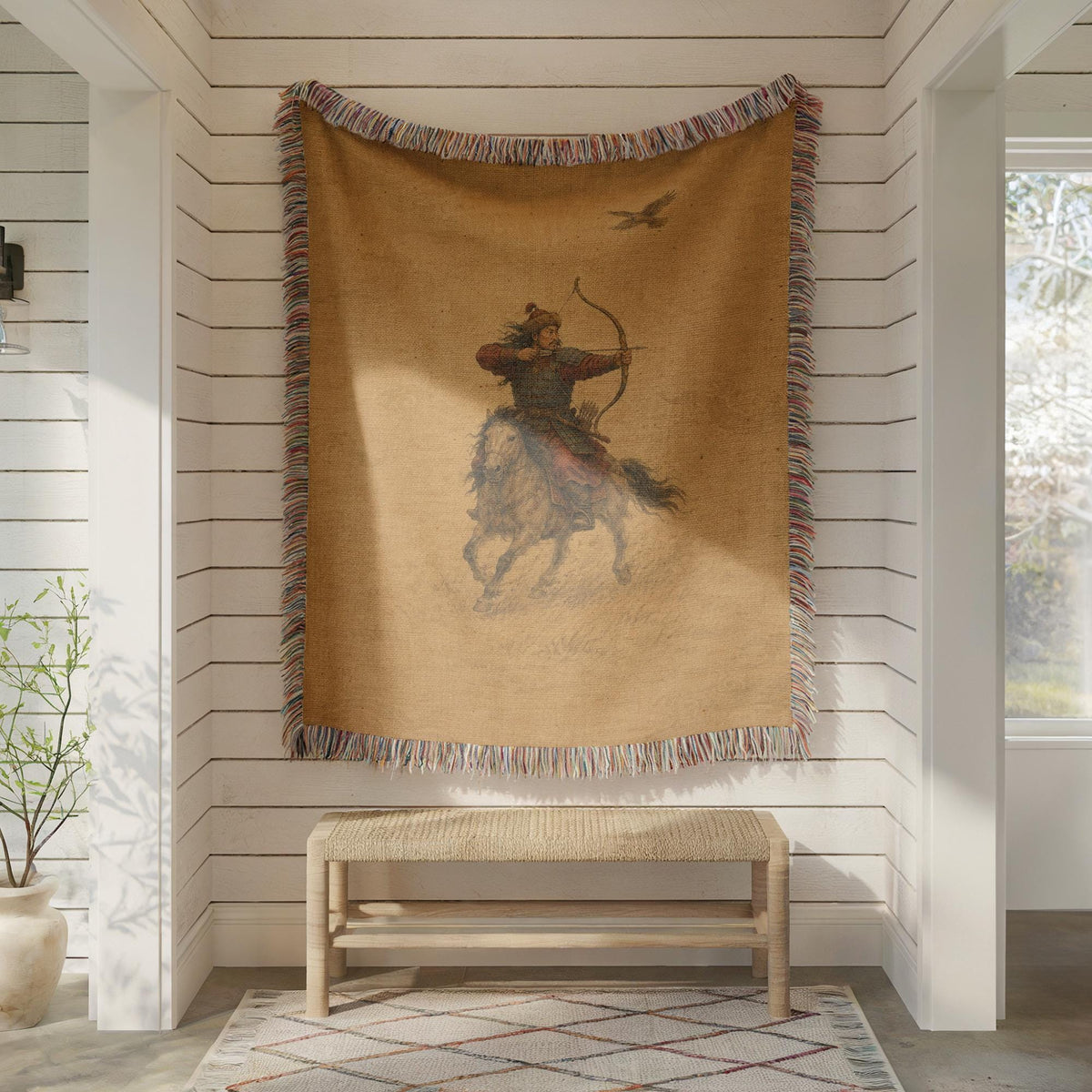 Mongolian Archer Woven Blanket
