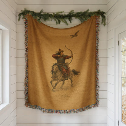 Mongolian Archer Woven Blanket