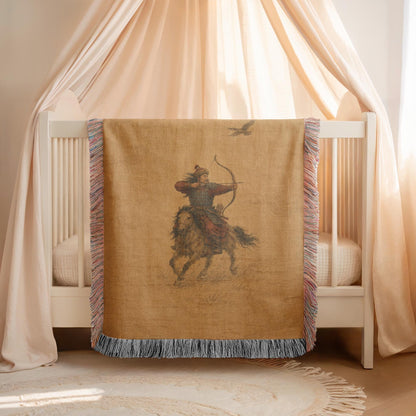 Mongolian Archer Woven Blanket