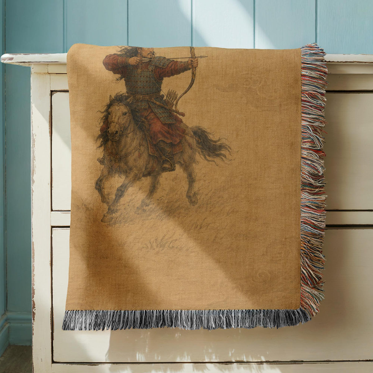 Mongolian Archer Woven Blanket