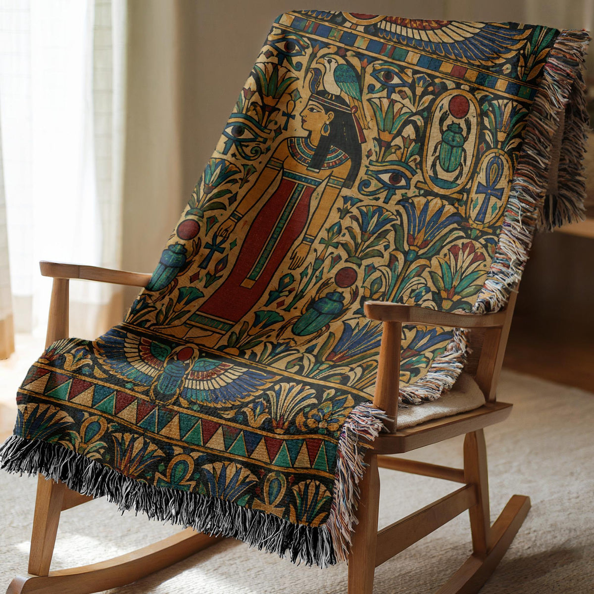 Egyptian Goddess Woven Blanket