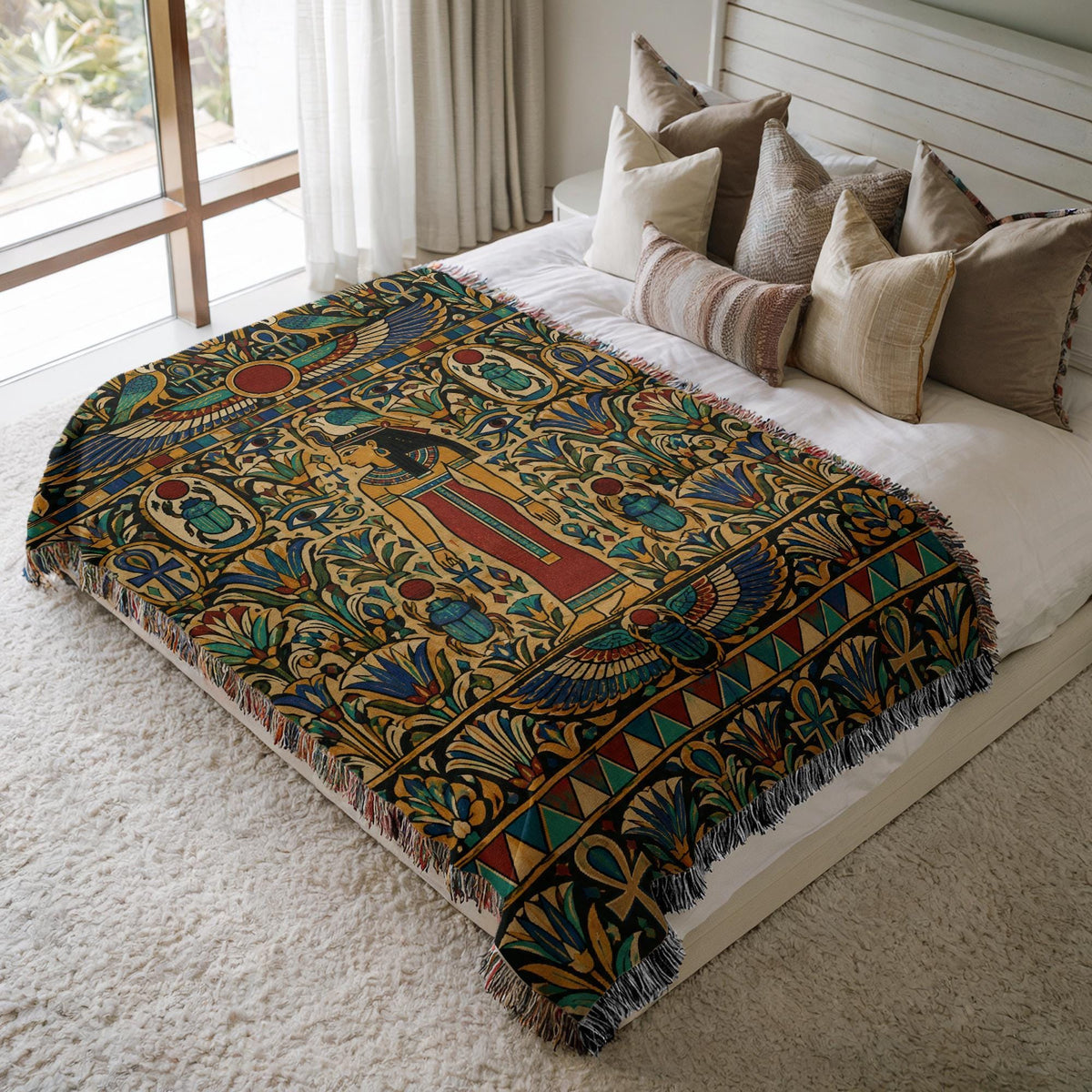 Egyptian Goddess Woven Blanket