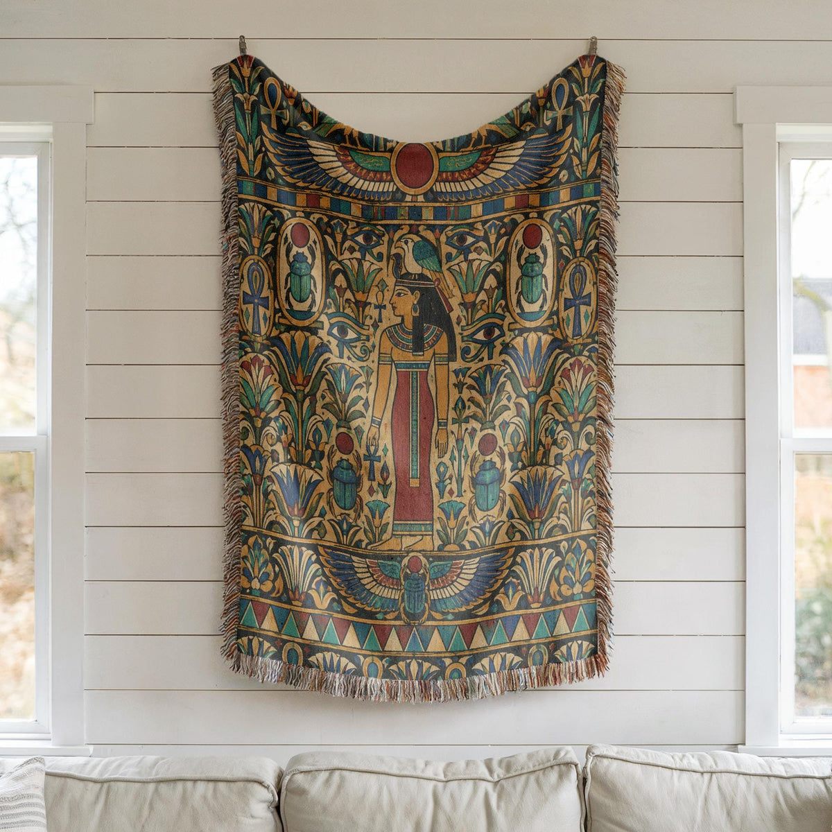 Egyptian Goddess Woven Blanket